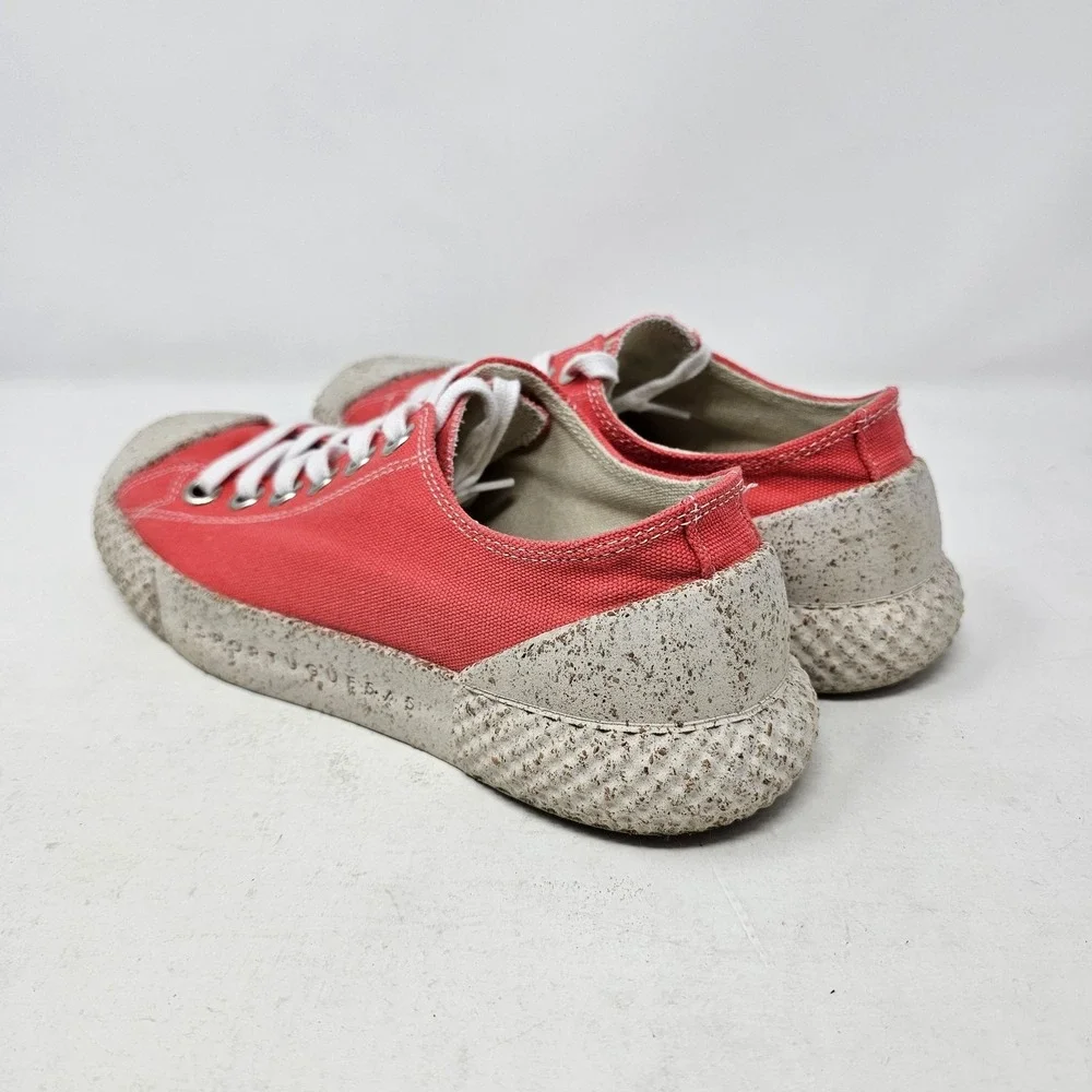 ASPORTUGUESAS‎ Shoes Womens Size 6.5 Red Canvas Lace Up Cork Sole 37 Sneakers